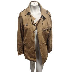 David.ann Windbreaker Trench Coat Mens Sz Md Utility Military Dark Khaki Outdoor